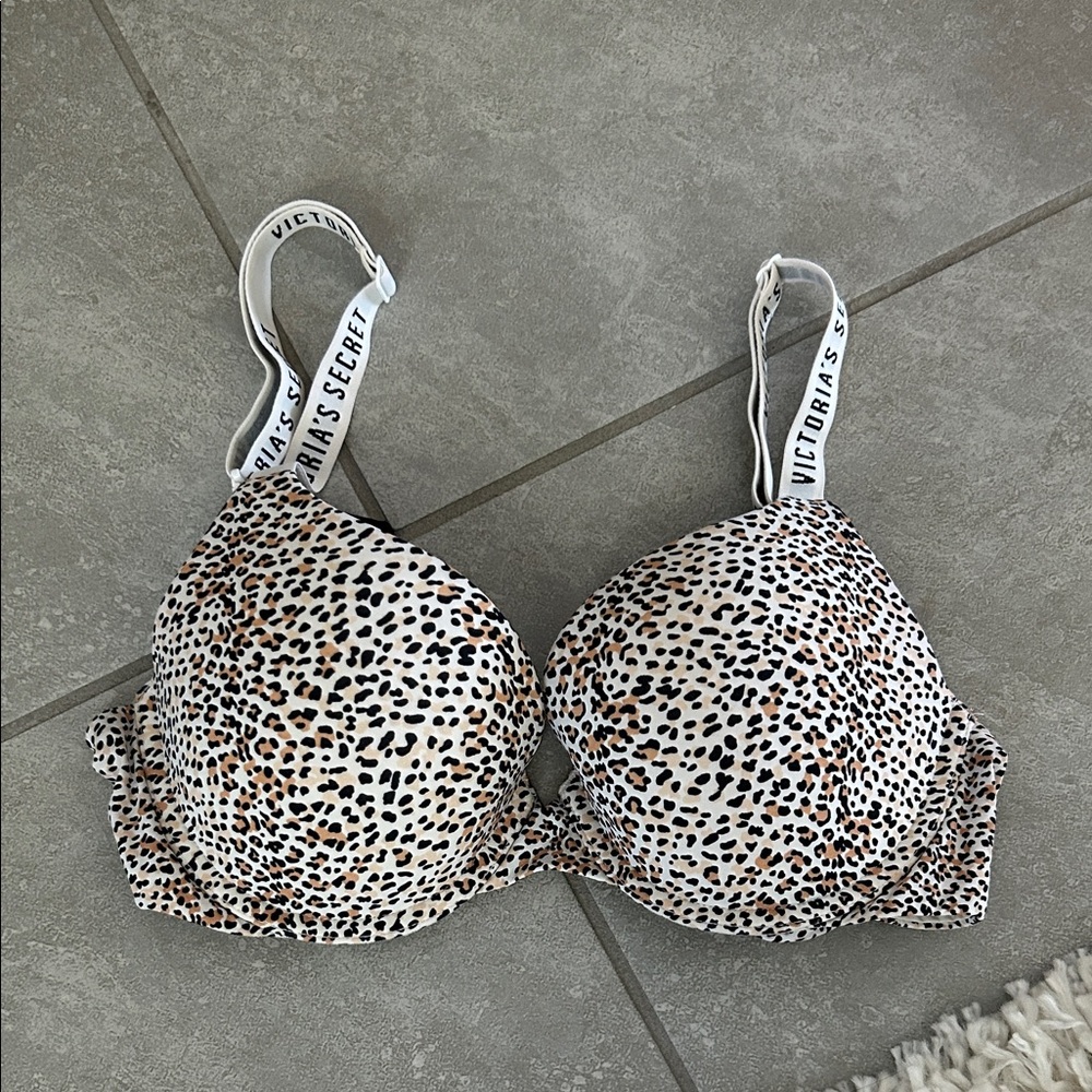 Victoria's Secret Animal Print Bra with White Straps